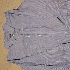 EUC Foundry Supply Co Dress Shirt White Blue Stripes 3XLT